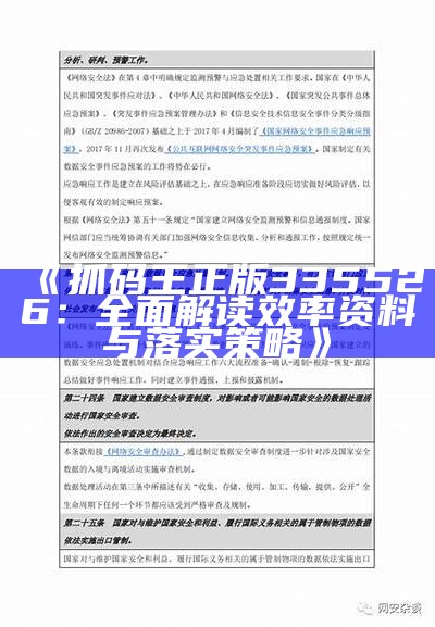 《抓码王正版335526：全面解读效率资料与落实策略》