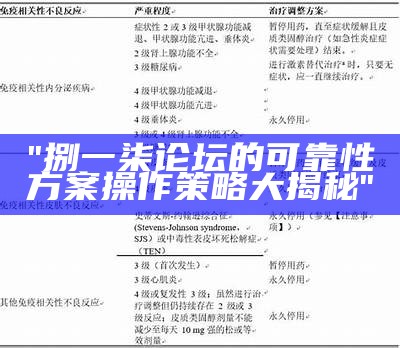 "捌一柒论坛的可靠性方案操作策略大揭秘"