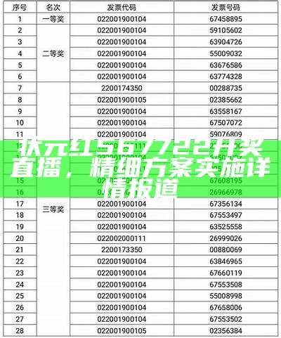 状元红567722开奖直播，精细方案实施详情报道