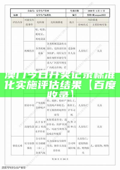 澳门今日开奖记录标准化实施评估结果【百度收录】